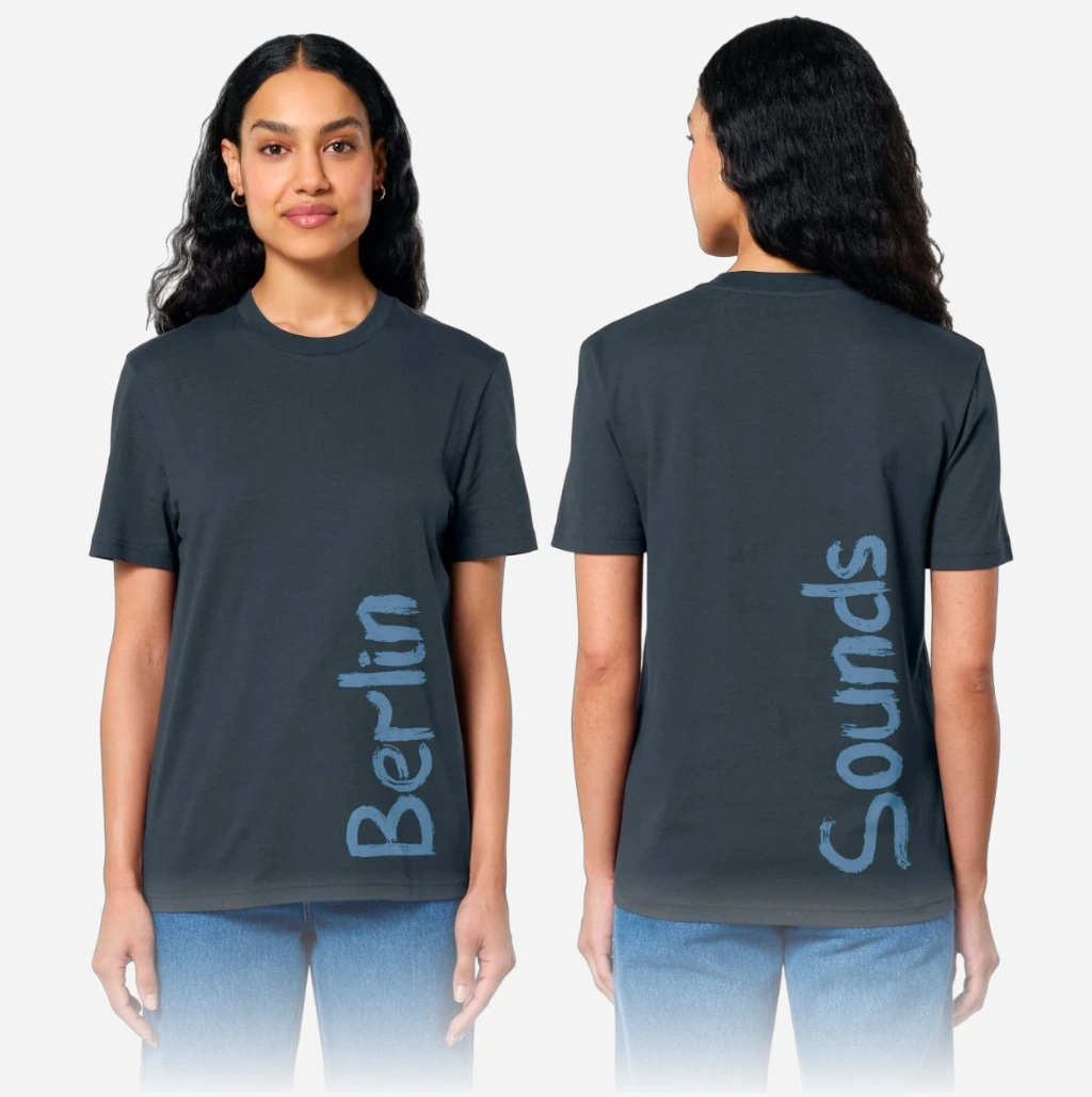 blau berlin sounds t shirt print big grau fade[eins]