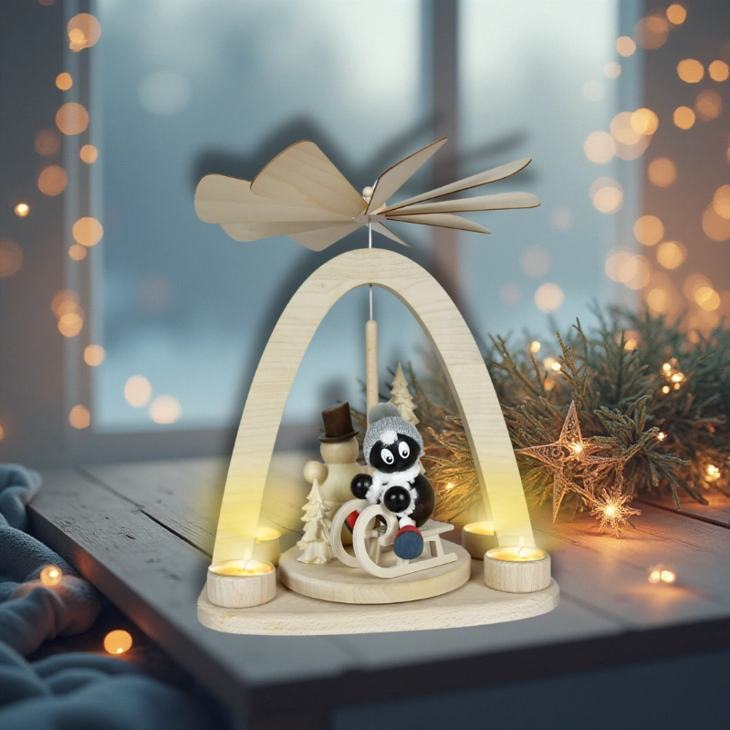 Schnatterinchen Räucherfigur mit weihnachtlichem Hintergrund