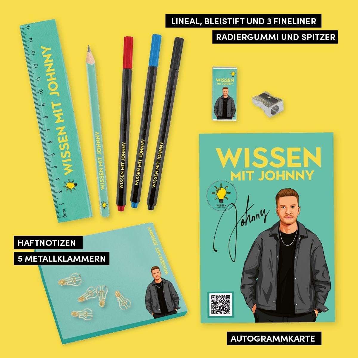 Wissen mit Johnny - Fan-Schreibset - Inhalt