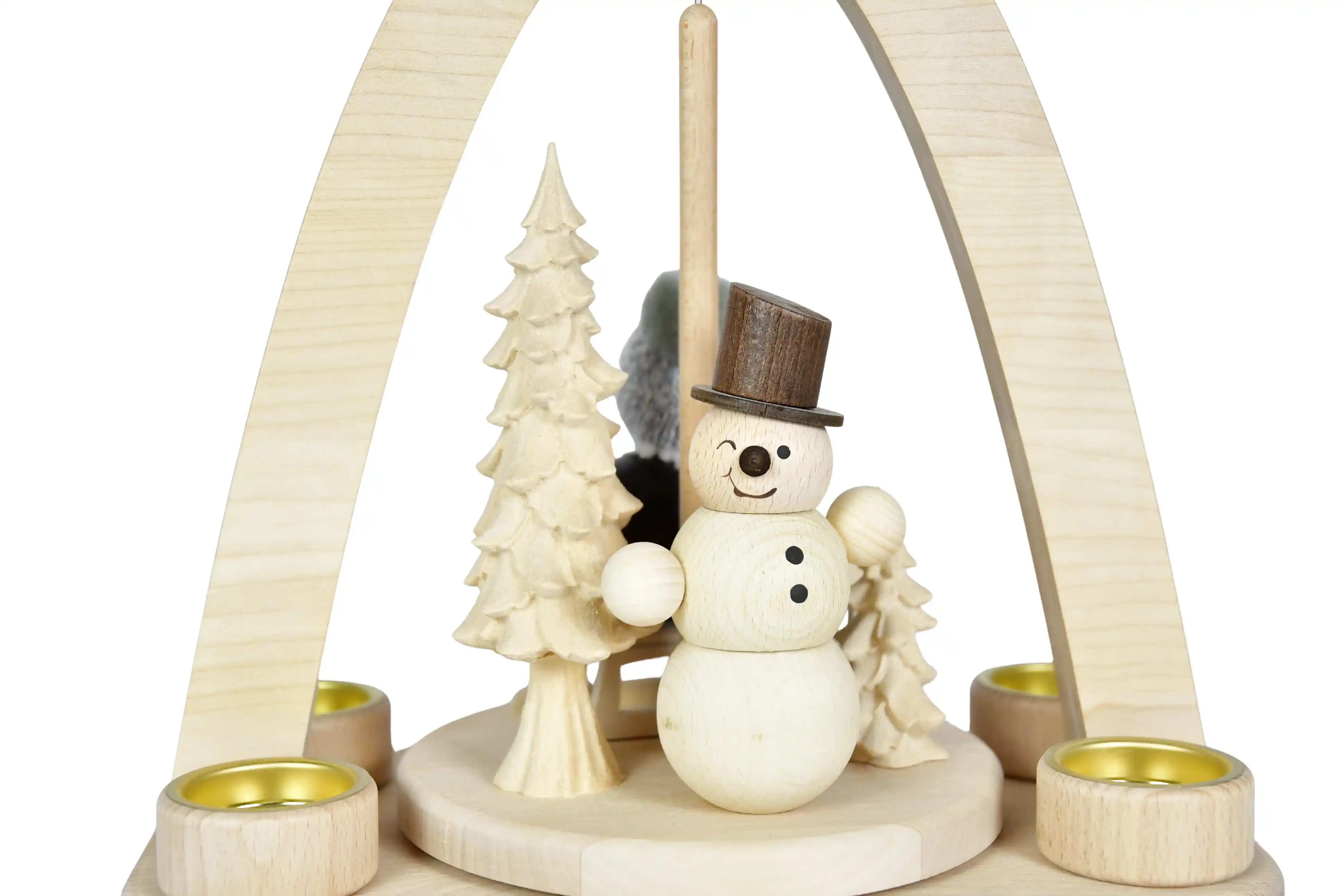 Pittiplatsch - große Pyramide - Pitti auf dem Schlitten (35 cm) - Detailansicht Schneemann